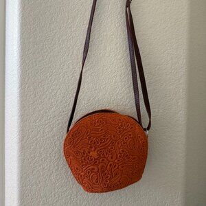 Orange Genuine Leather Crossbody Purse Made in Italy